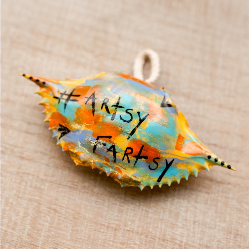 Colorful Artsy Fartsy Painted Crab Shell Art Decor Ornament